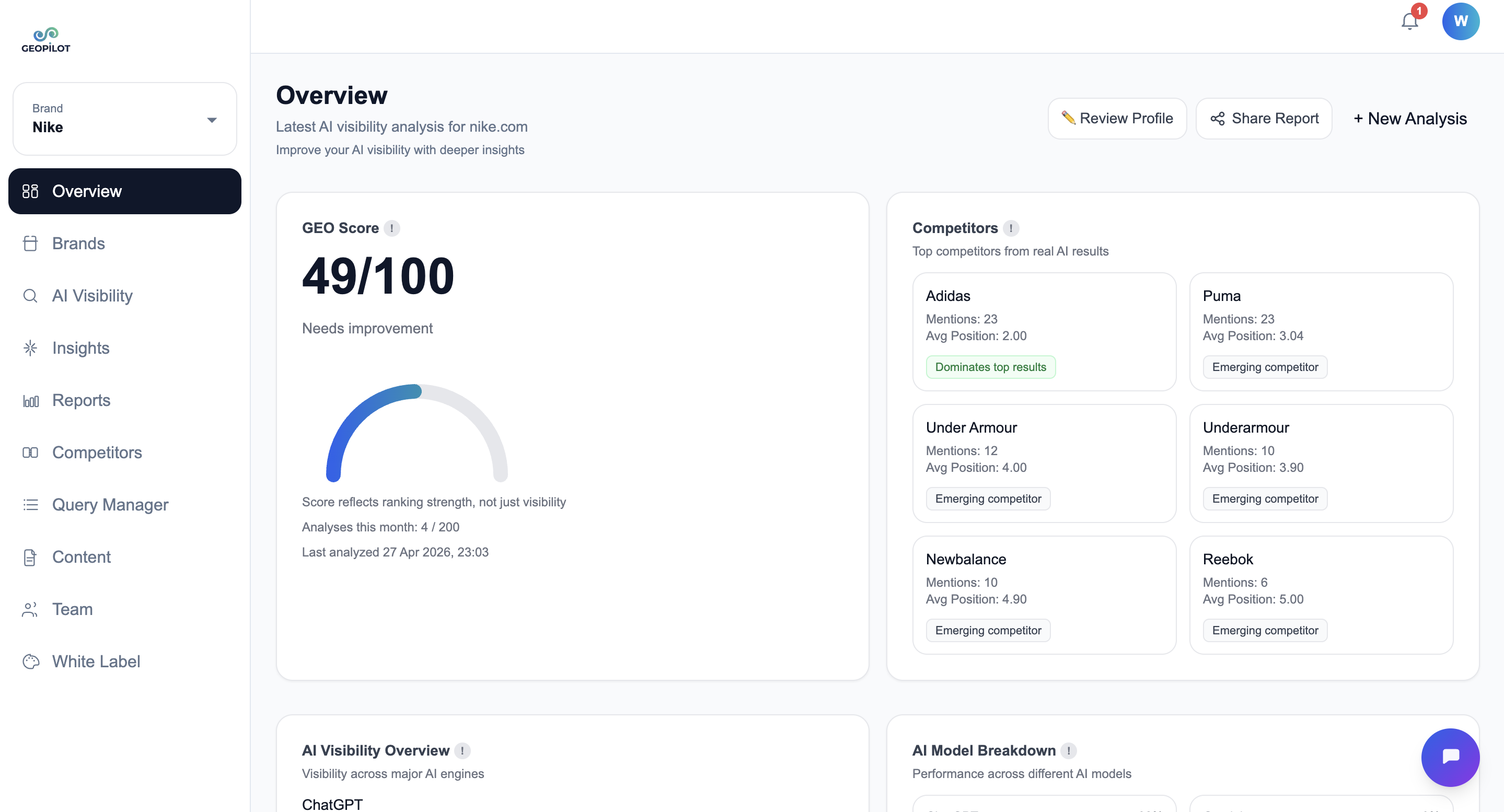 GeoPilot Dashboard